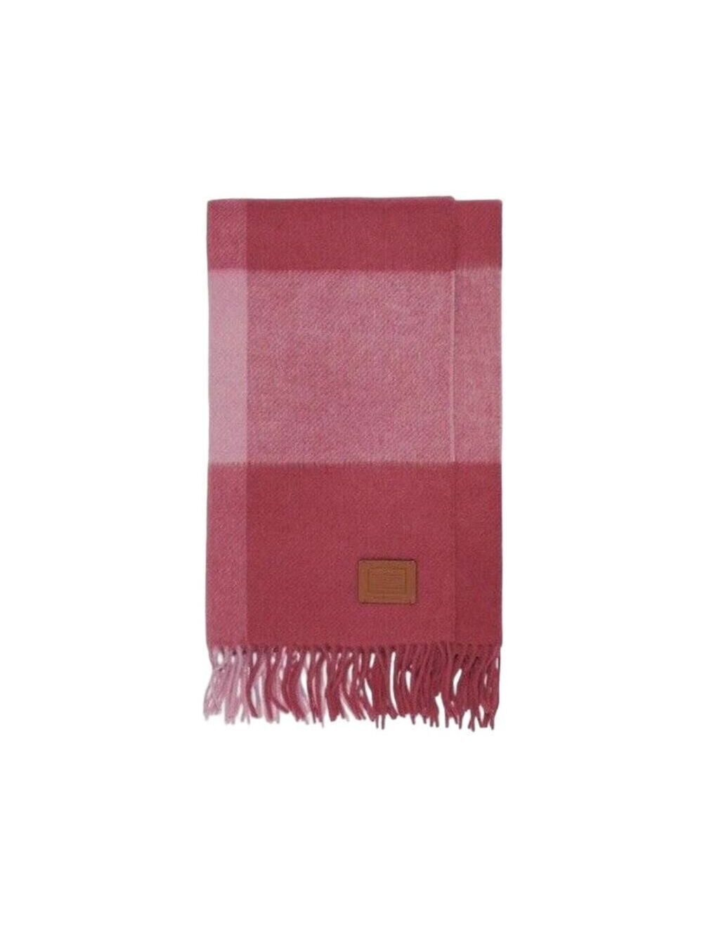 COACH WOOL SCARF OVERSIZED BUFFALO PLAID BRIGHT VIOLET PINK